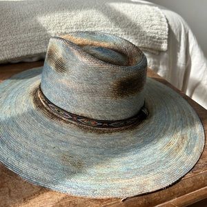 Custom blue wash painted fogalia hat